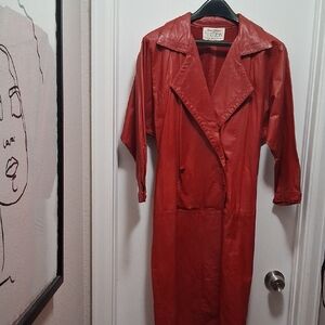 Teri Jon Red Trench Coat Leather Dress